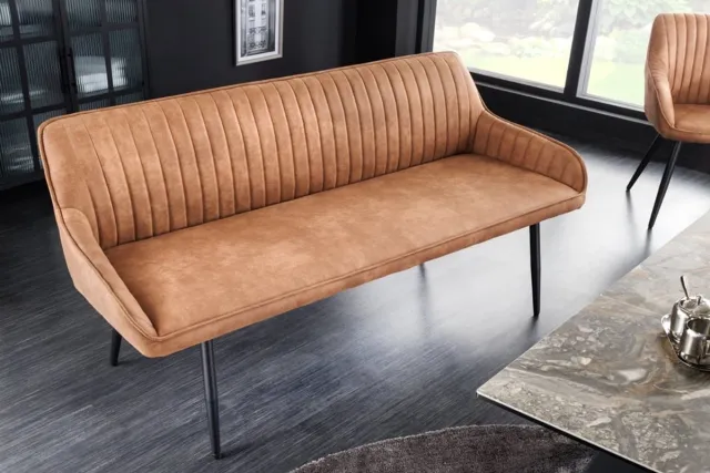 Invicta Interior Design bank TURIN 160cm bruin zwart metalen poten met armleuningen - 43695 Zie omschrijving