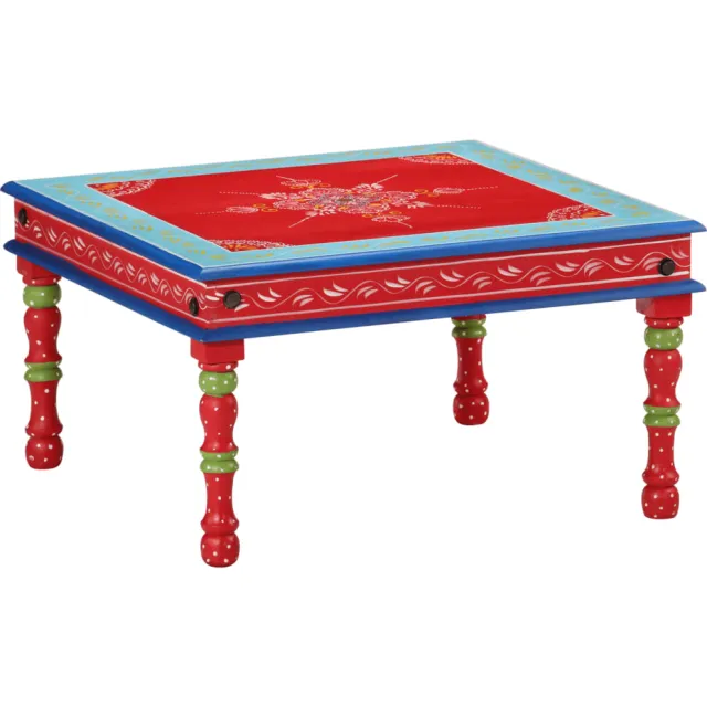 vidaXL Salontafel handbeschilderd massief mangohout rood, foto 2