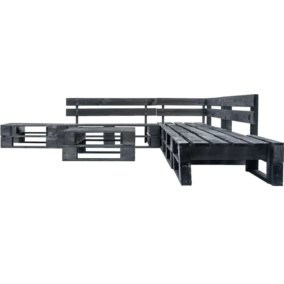 vidaXL 6-delige Loungeset pallet hout zwart, foto 2