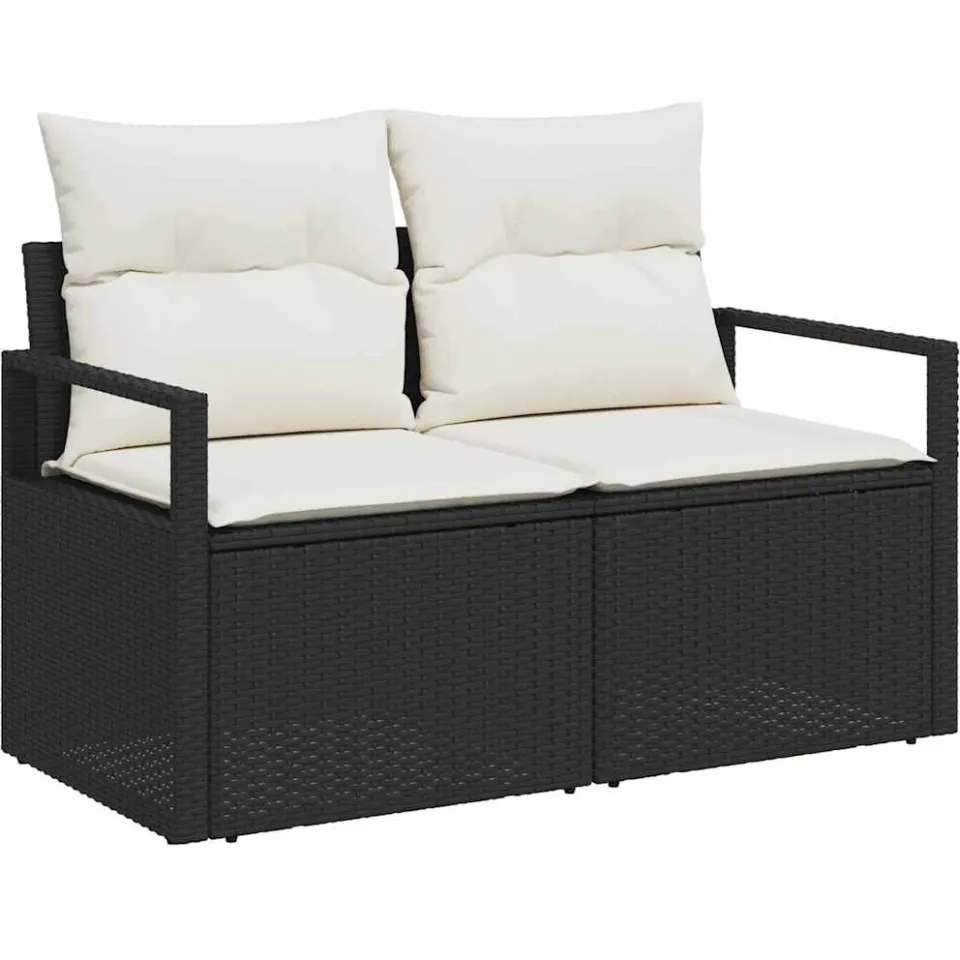 vidaXL Tuinbankenset 9 st Zwart poly rattan