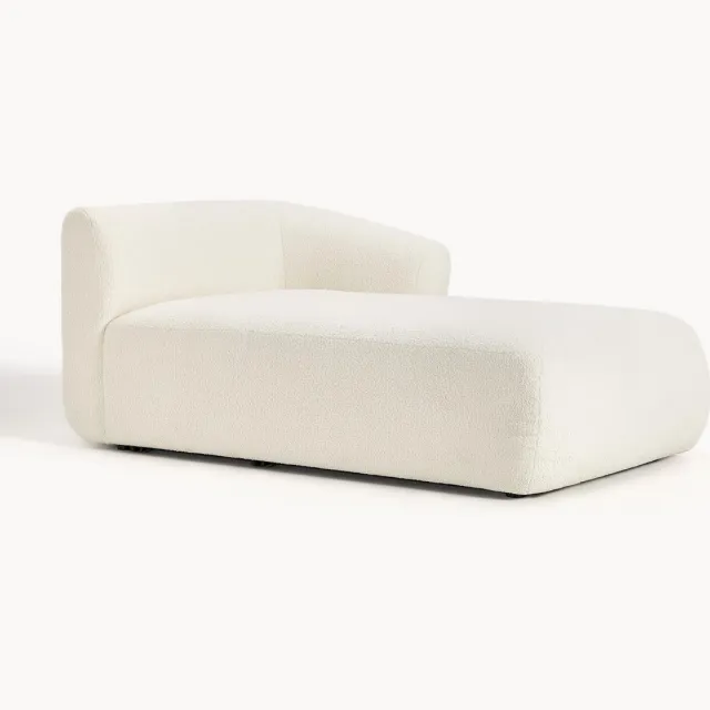 Westwing Collection Chaise longue hoekmodule Sofia uit teddy Wit
