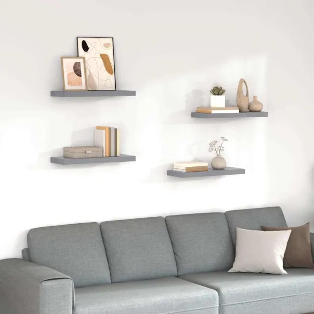 vidaXL Wandschappen zwevend 4 st 60x23,5x3,8 cm MDF grijs