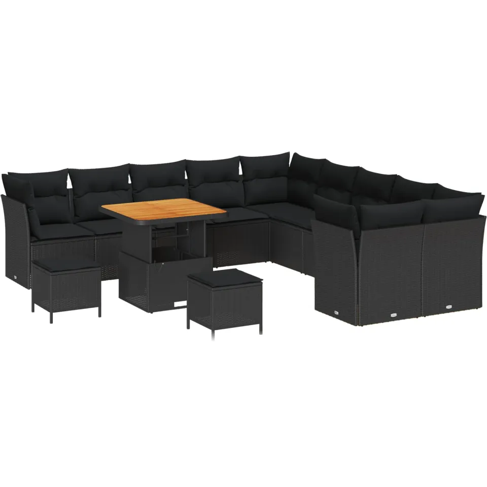vidaXL Tuinbankenset 13 st Zwart poly rattan