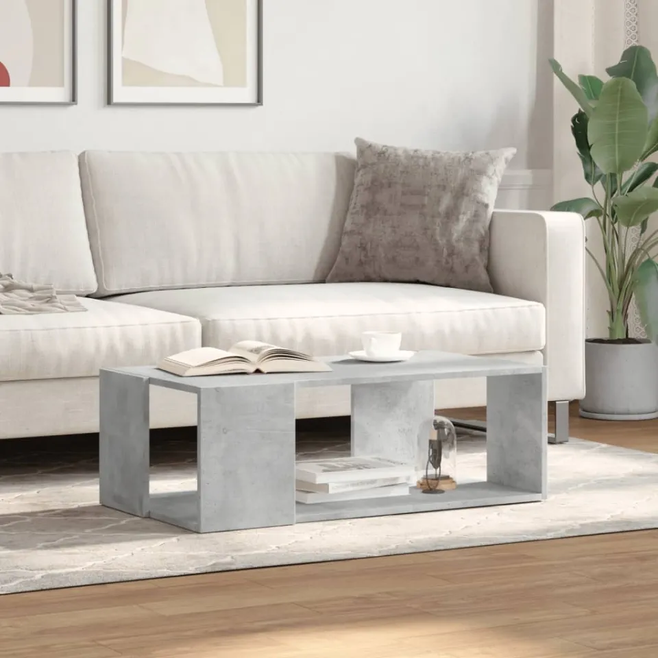 vidaXL Salontafel 89,5x48x30 cm bewerkt hout betongrijs grijs, foto 3