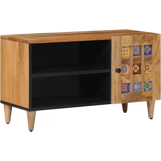 vidaXL TV-kast met opslag Naturel 80 x 33 x 46 cm Massief Mango Hout Bruin