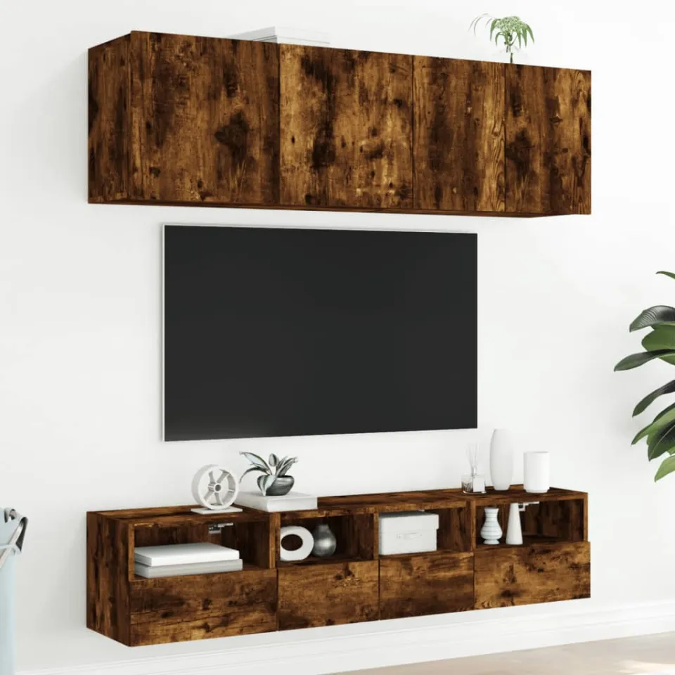 vidaXL Tv-wandmeubels 2 st 40x30x30 cm bewerkt hout gerookt eikenkleur, foto 4