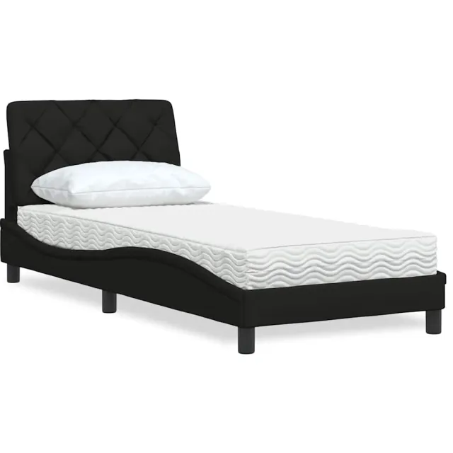 vidaXL Bed met matras stof zwart 90x190 cm