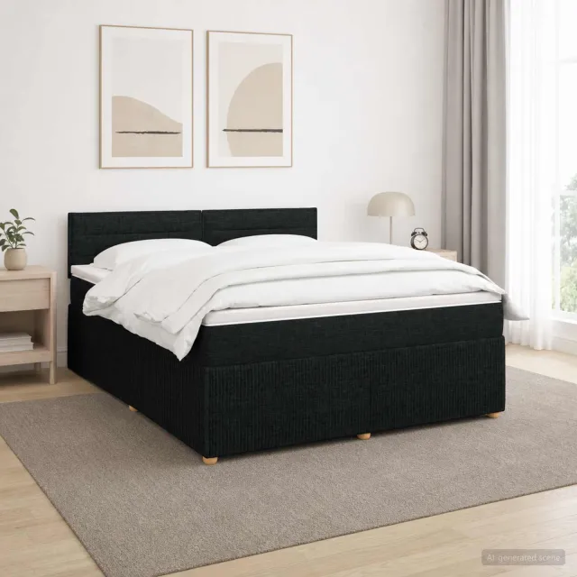 vidaXL Boxspringbed met matras met hoofdeinde Zwart 140 x 190 cm Stof