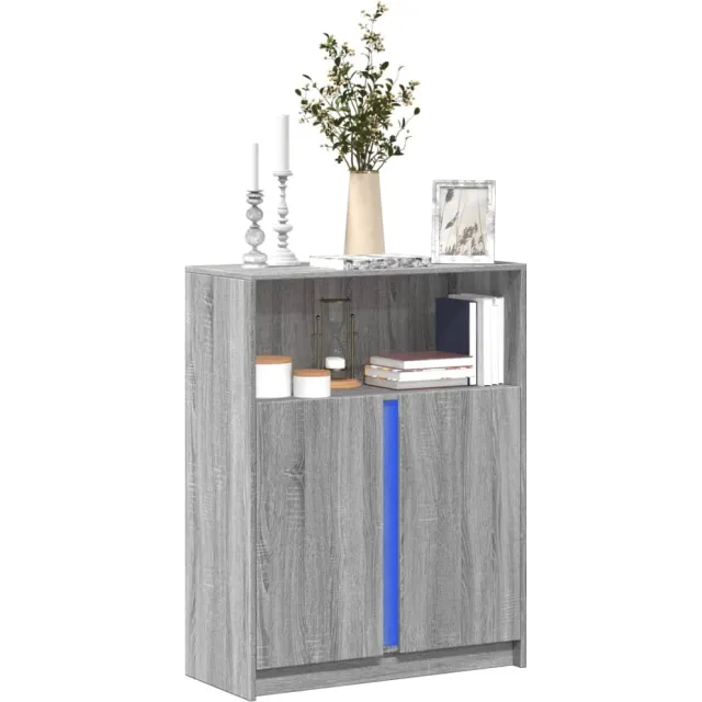 vidaXL Dressoir met LED 77x34x100 cm bewerkt hout grijs sonoma eiken