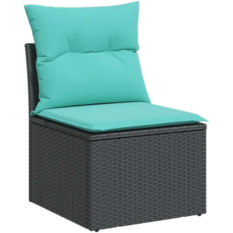 vidaXL 14-delige Loungeset met kussens poly rattan zwart