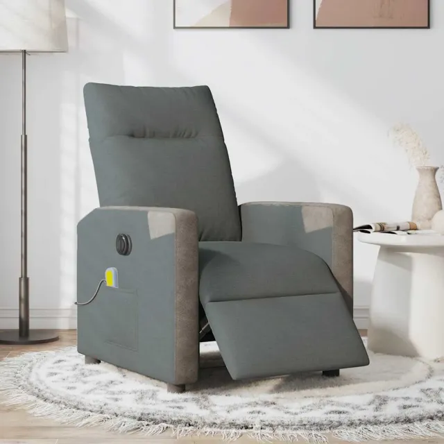 vidaXL Massagestoel elektrisch verstelbaar stof donkergrijs
