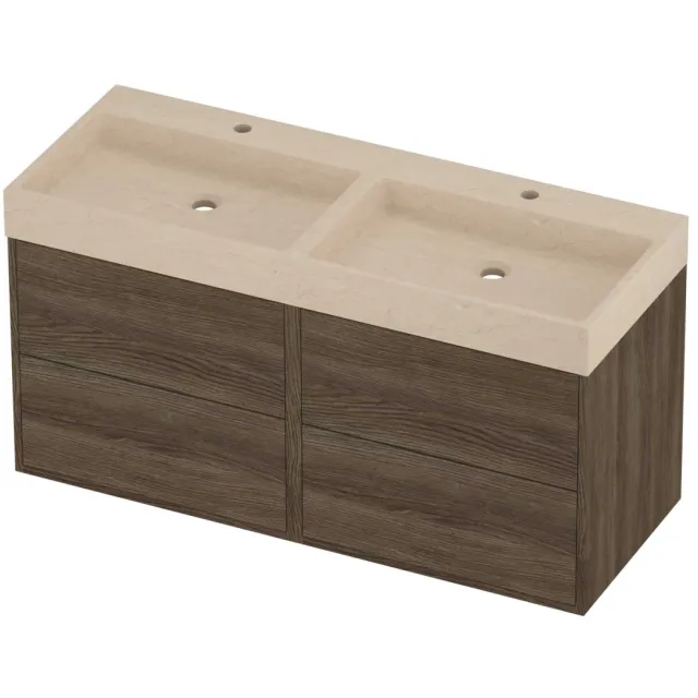 Proline Evoli Badmeubelset Hardsteen Loft Symmetrisch 120x46x62 cm Sand Stone Vital Oak Eiken