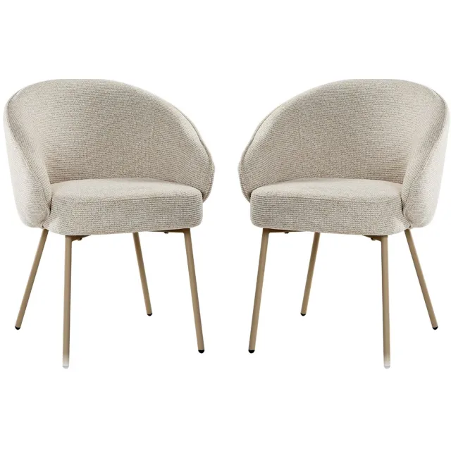 CaliCosy Stoelen set van 2, bekleed met stof en met beige metalen poten H81 cm - PIA