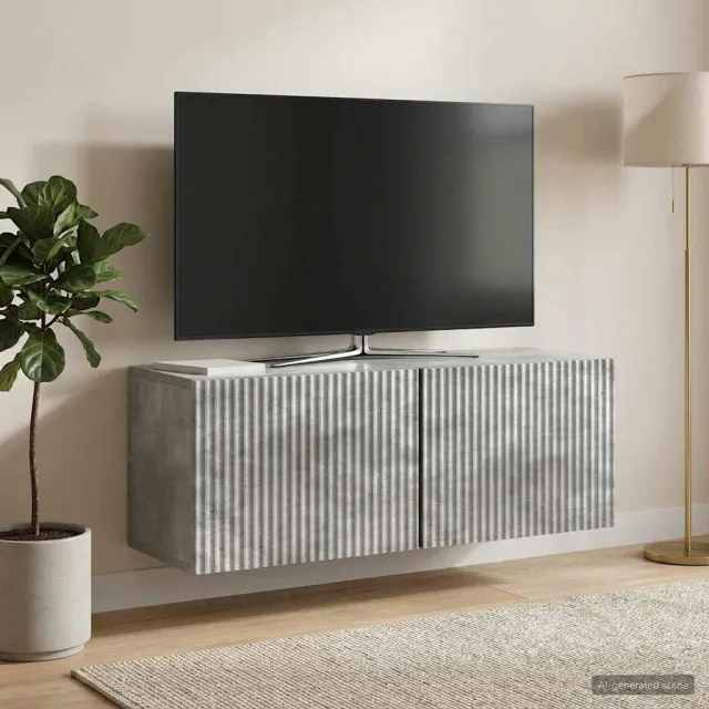 vidaXL Wandbeugel TV-kast 78,5 x 31 x 30 cm Betongrijs Bewerkt hout