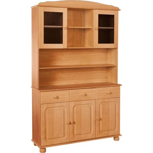 Notio Living Mette Buffetkast met 5 Deuren en 3 Lades - Massief Grenenhout - 120 x 34 x 181 cm Bruin