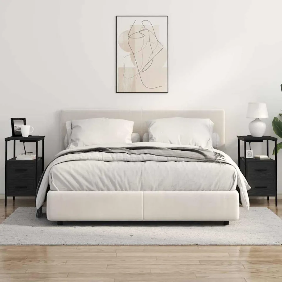 vidaXL Nachtkastje 2 st Zwart Eiken 30 x 48 x 61 cm Bewerkt hout, foto 4