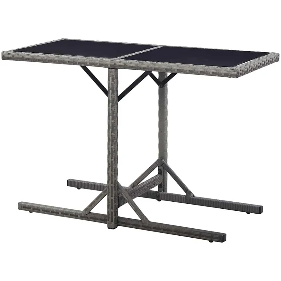 vidaXL Tuintafel 110x53x72 cm glas en poly rattan antraciet, foto 3