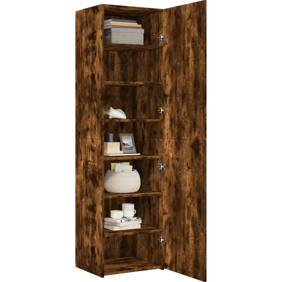 vidaXL Hoge kast 50x42,5x185 cm bewerkt hout gerookt eikenkleurig Bruin