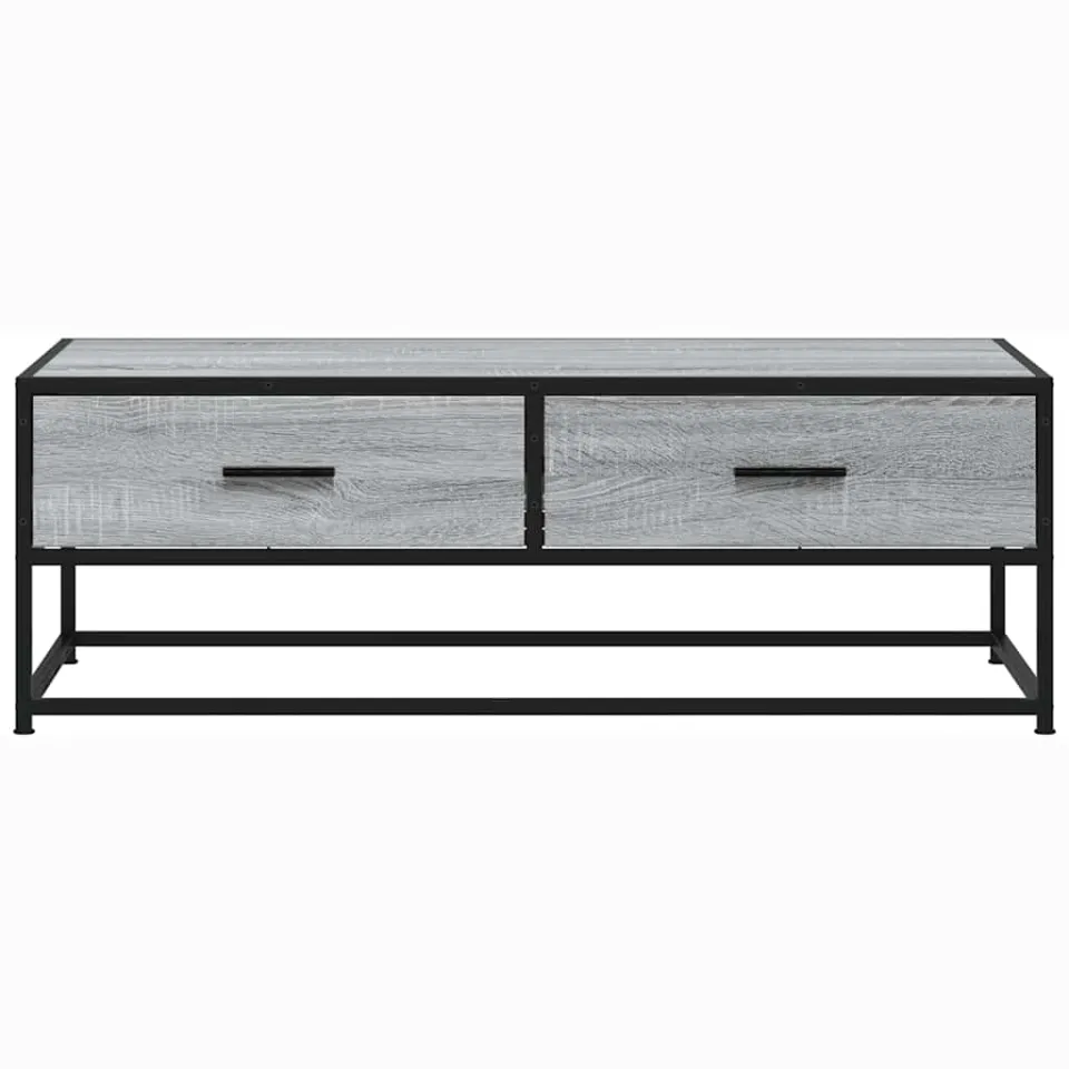 vidaXL Salontafel 100x50x35 cm bewerkt hout en metaal grijs sonoma, foto 4