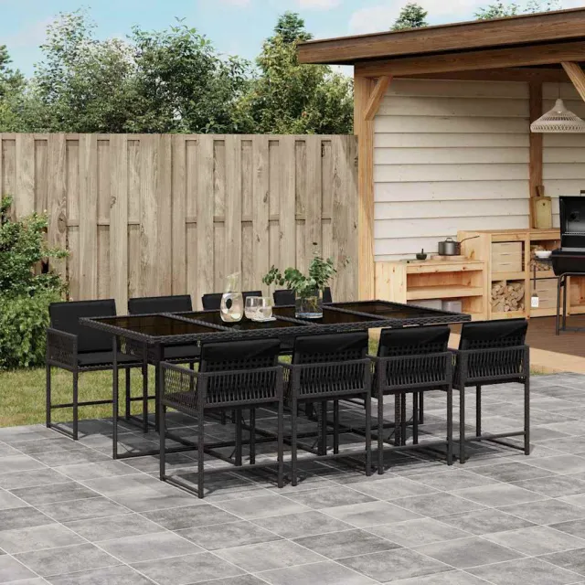 vidaXL 9-delige Tuinset poly rattan zwart, foto 2