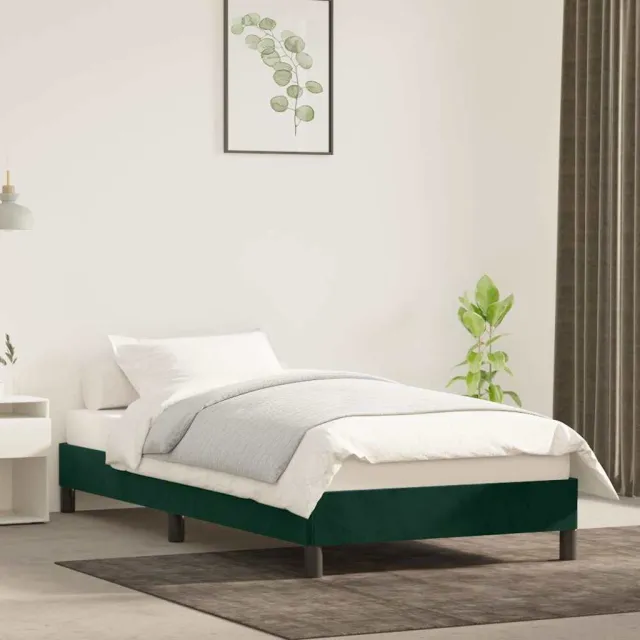 vidaXL Bedframe zonder matras 100x200 cm fluweel donkergroen