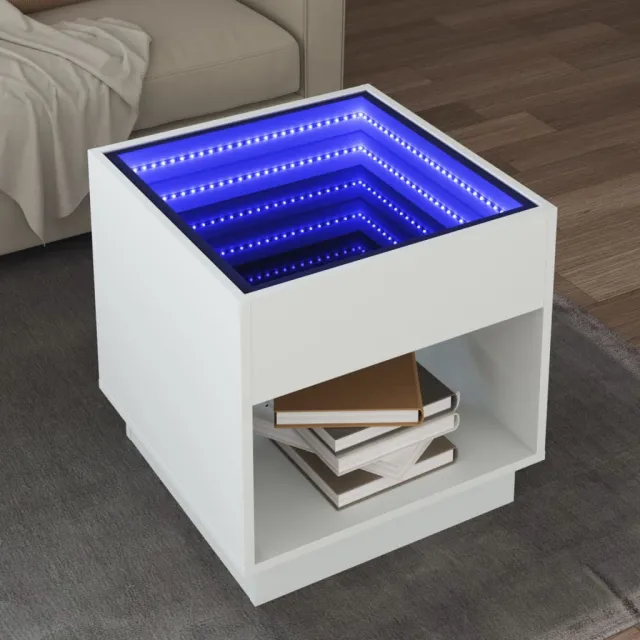 vidaXL Salontafel met Infinity LED 50x50x50 cm wit, foto 2