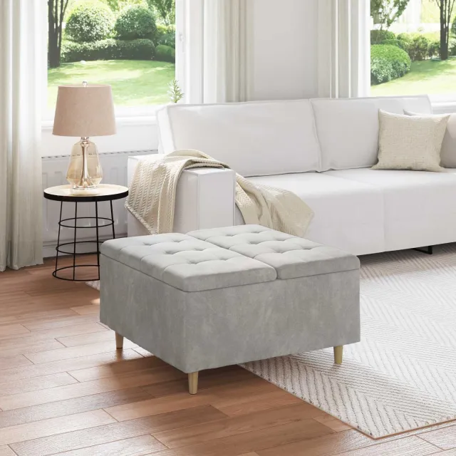 vidaXL Ottoman met Opbergruimte Roze 80 x 80 x 45 cm Fluweel, foto 2
