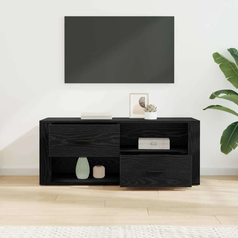 vidaXL TV-kast 100 x 35 x 40 cm Zwart Eiken Bewerkt hout, foto 4