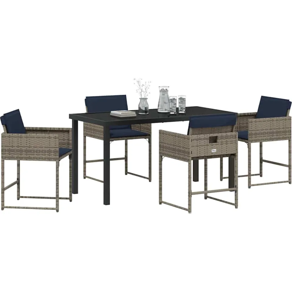 vidaXL Tuin eettafelset 5 st Grijs poly rattan, foto 2
