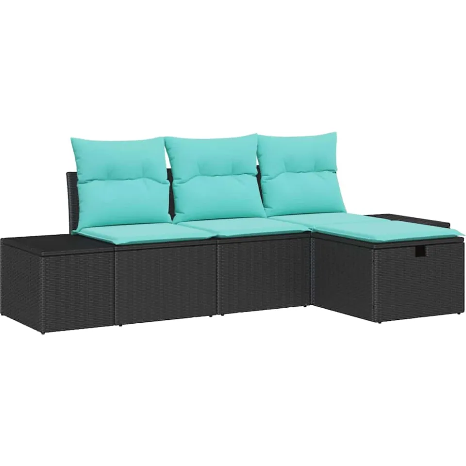 vidaXL Tuin Sofa Set 4 st poly rattan Beige