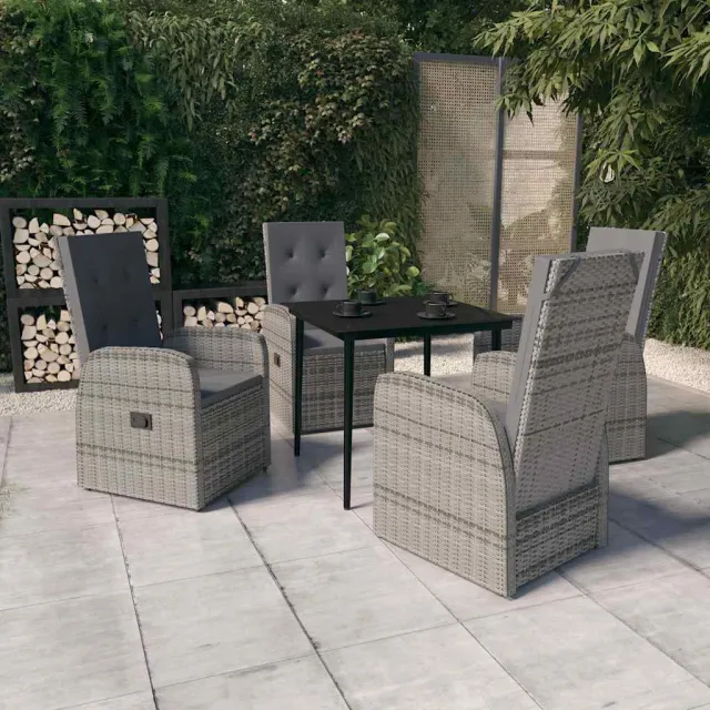 vidaXL 5-delige Tuinset met kussens grijs, foto 2