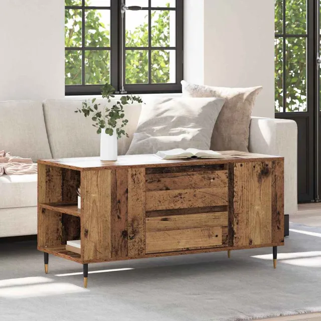 vidaXL Salontafel Oud Hout 102 x 44,5 x 50 cm Bewerkt hout bruin, foto 2