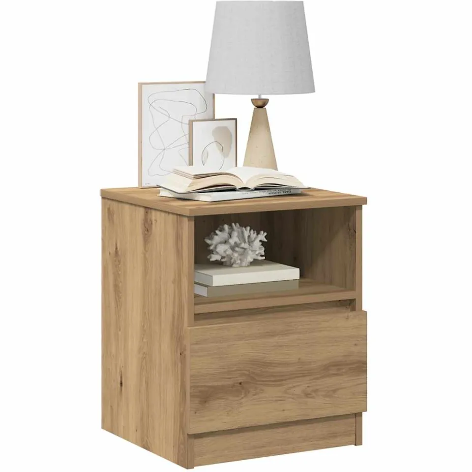vidaXL Nachtkastjes 2 st 40x40x50 cm bewerkt hout artisanaal eiken, foto 3