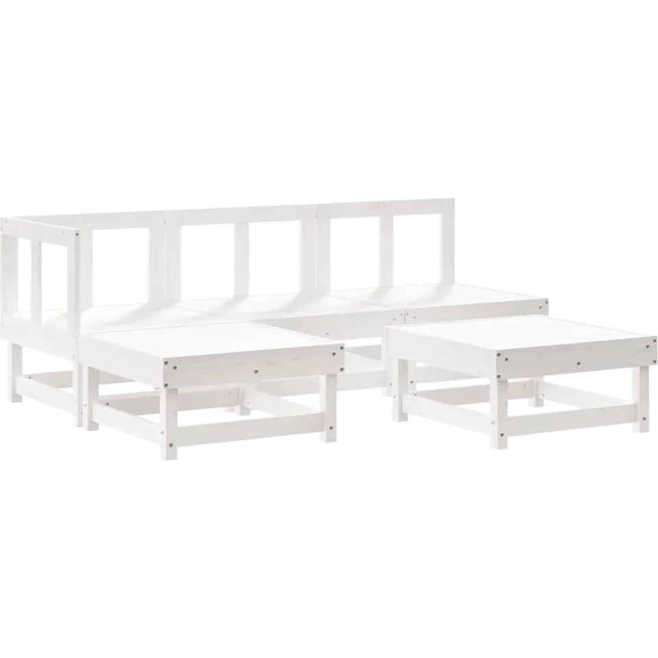 vidaXL 5-delige Loungeset massief grenenhout wit