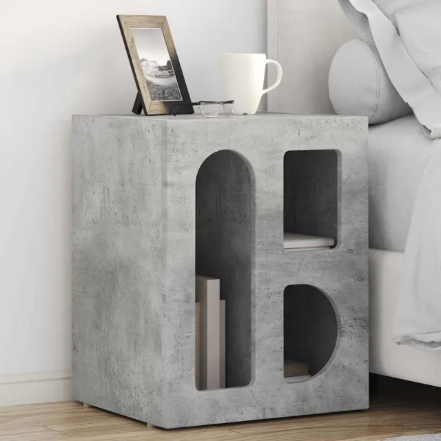 vidaXL Nachtkastje ELST 2 st Beton Grijs 40 x 35 x 50 cm Bewerkt hout, foto 2