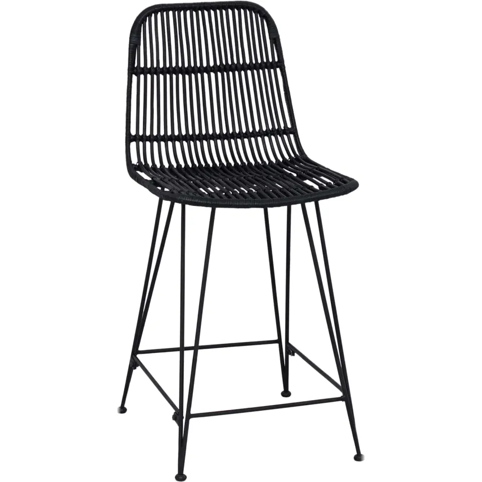 vidaXL Barkruk 2 st Zwart 44 x 54 x 96 cm Rattan en staal, foto 4
