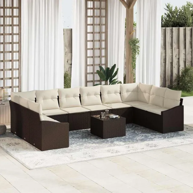 vidaXL Bankstel 11 st Bruin poly rattan, foto 2
