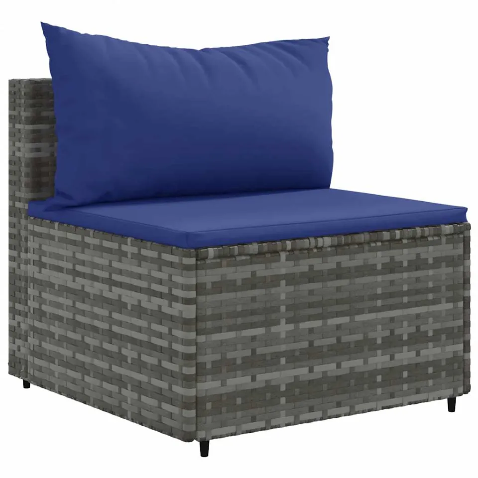 vidaXL 6-delige Loungeset met kussens poly rattan grijs, foto 4