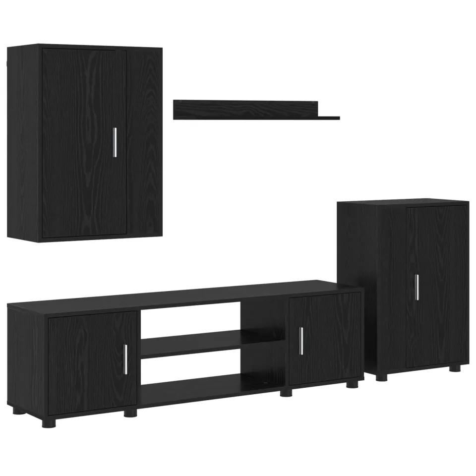 vidaXL Tv-meubelset 140 x 40 x 33 cm Zwart Eiken, foto 3