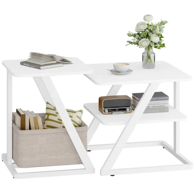 HILINSIE Salontafelset (2 stuks), bijzettafel met opbergruimte, wit, woonkamertafel met stoffen mand, geschikt voor woonkamer, slaapkamer en balkon