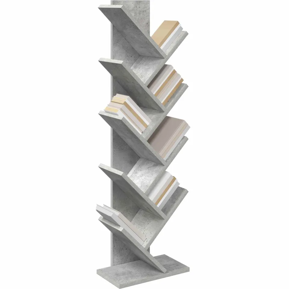 vidaXL Boom boekenplank 6-laags 30 x 18 x 100 cm Bewerkt hout Grijs