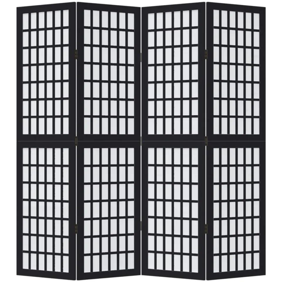 vidaXL Kamerscherm met 4 panelen massief paulowniahout zwart, foto 4