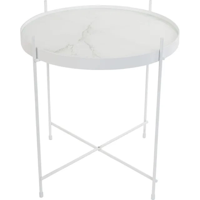 Zuiver Cupid Bijzettafel Rond 43 cm Glas/ Marmer Wit