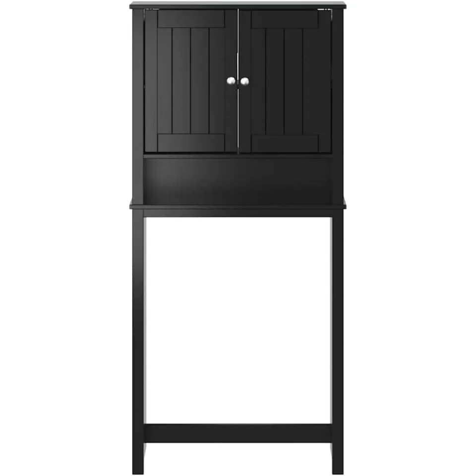 vidaXL Wasmachinekast BERG 76x27x164,5 cm massief hout zwart