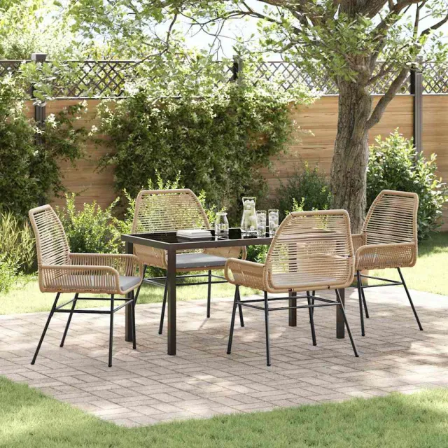 vidaXL Tuin eettafelset 5 st Bruin poly rattan, foto 2