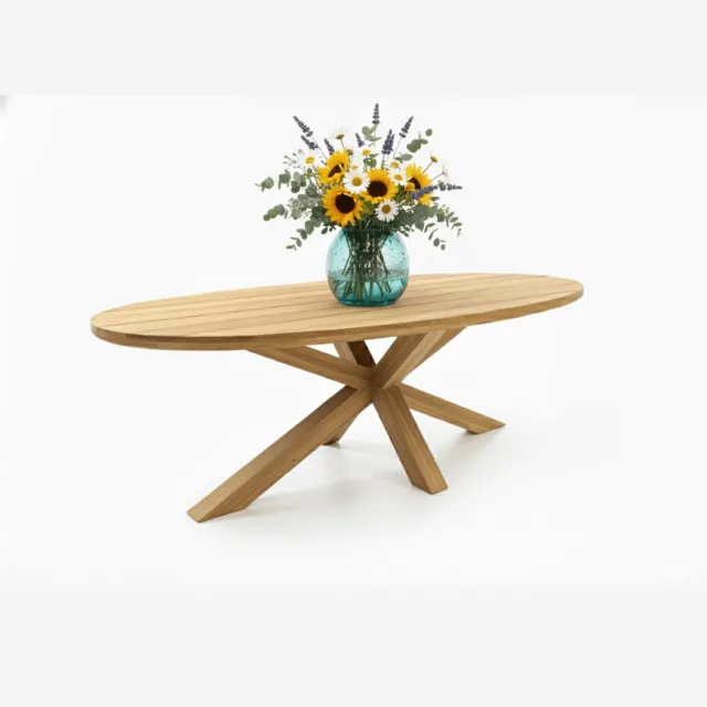 Belito Ovale Teakhouten Tuintafel | 200x110 cm | Belito Mees Premium 2.0 | Houten Onderstel