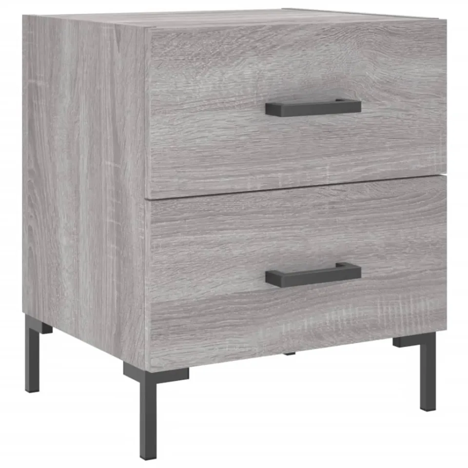 vidaXL Nachtkastje 40x35x47,5 cm bewerkt hout grijs sonoma eikenkleur, foto 3