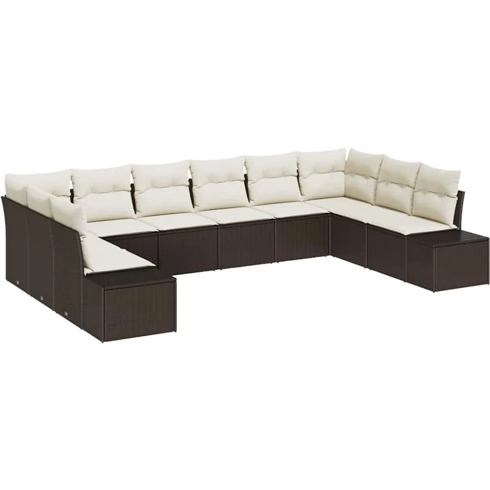 vidaXL Tuin Sofa Set 10 st Bruin poly rattan