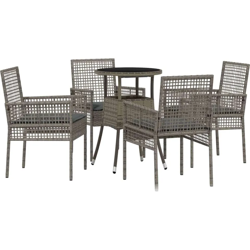 vidaXL Tuin eettafelset 5 st Grijs poly rattan, foto 3