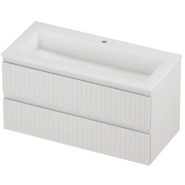 Proline Aristo Badmeubelset Polystone Elegant 1 Kraangat 100x46x54 cm Mat White Glans Wit